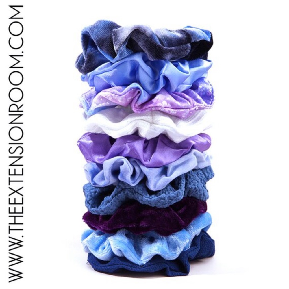 10PC Scrunchie Box Gift Variety Set | Blue & Purple Tie Dye